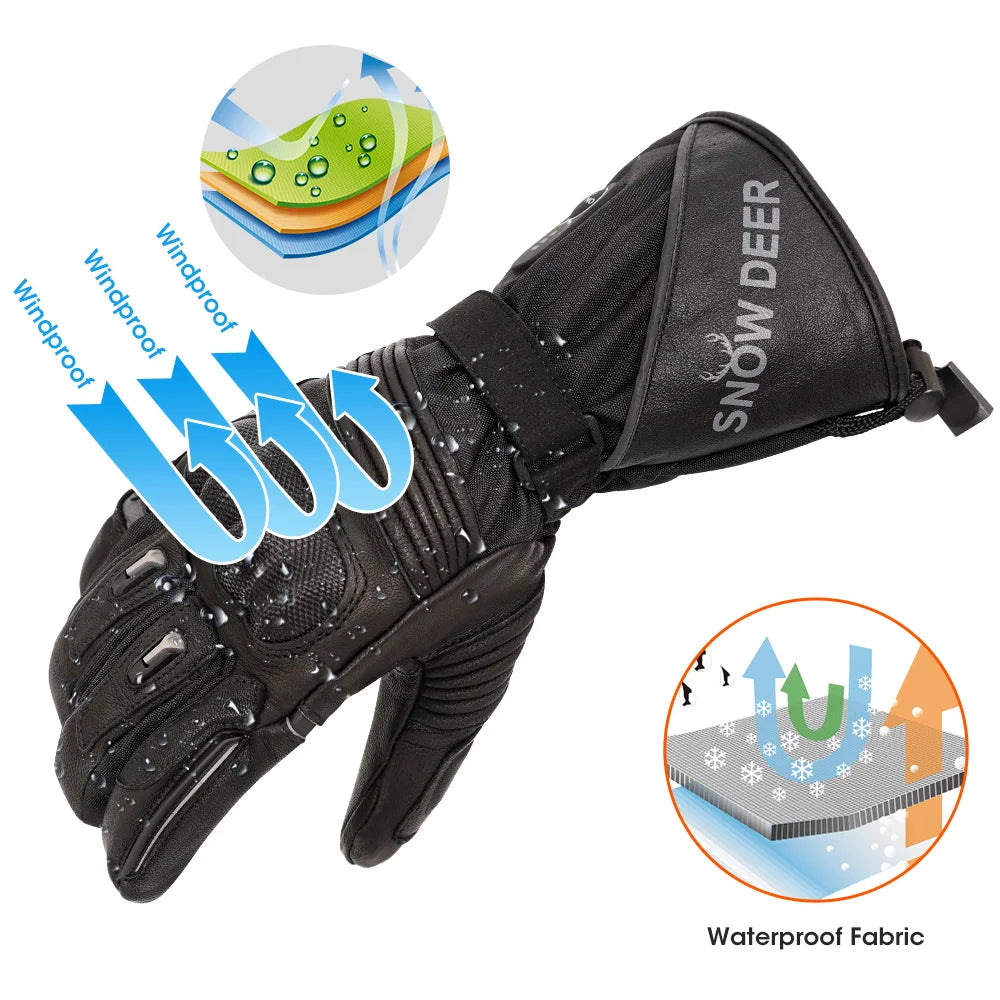 Waterproof Rechargeable Heating Thermal Gloves For Snowmobile Skiing Riding Heated Gloves Motorcycle Winter Heated Gloves Warm