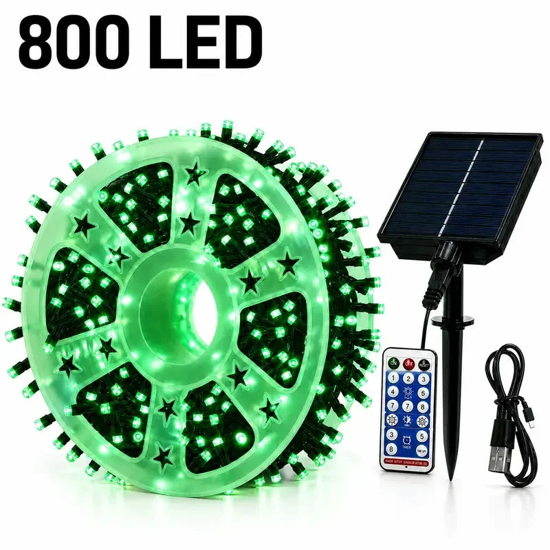 Halloween Solar String Lights Outdoor, 335FT Purple Orange LED 800 LED Solar Halloween String Lights with 335FT, Remote Control, 8 Modes, IP65 Outdoor Decoration for Yard, Roof and Patio