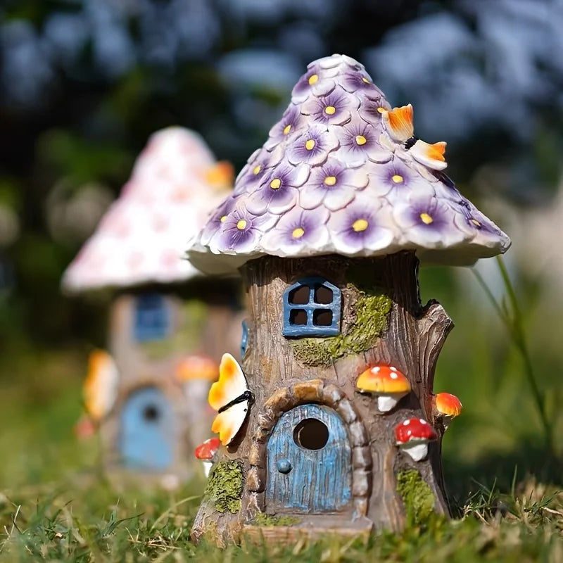 Outdoor Garden Solar Statues Lights, Purple Flower House Decoration Lamp, Flower Wood Stake House Decoration, Garden Solar Decorative Light for Garden, Courtyard, and House Decoration