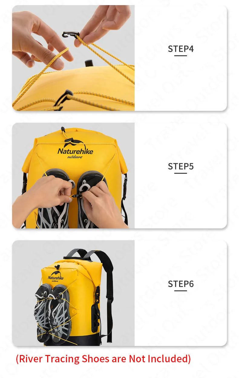 Naturehike Waterproof Backpack TPU Dry Wet Separation 20L/30L/40L High Capacity Wear Resistant Outdoor Water Sport Travel Bag