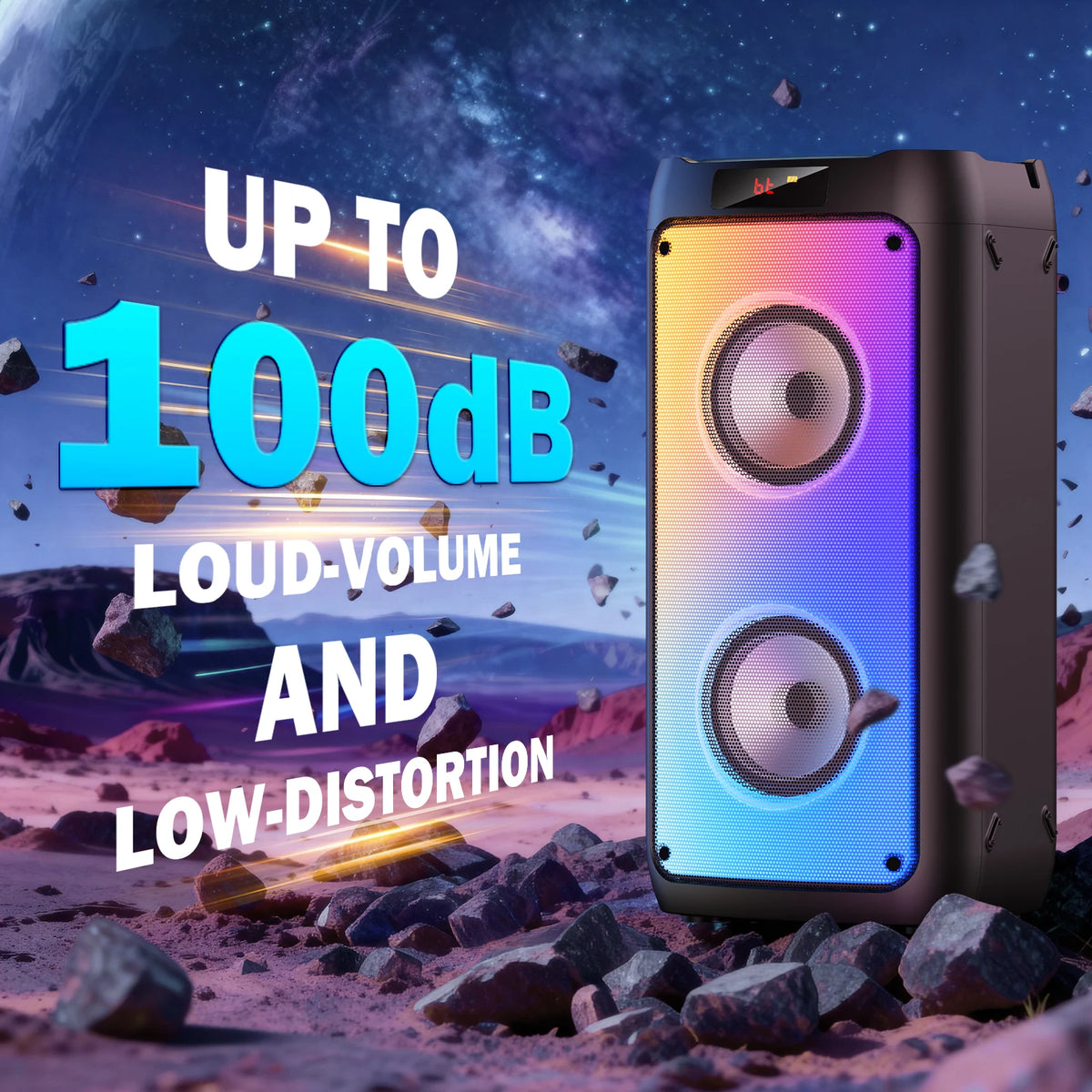 T10-T Wireless Bluetooth Speaker, Karaoke Machine with 2 Microphone, Home Karaoke Party Speaker with LED Light