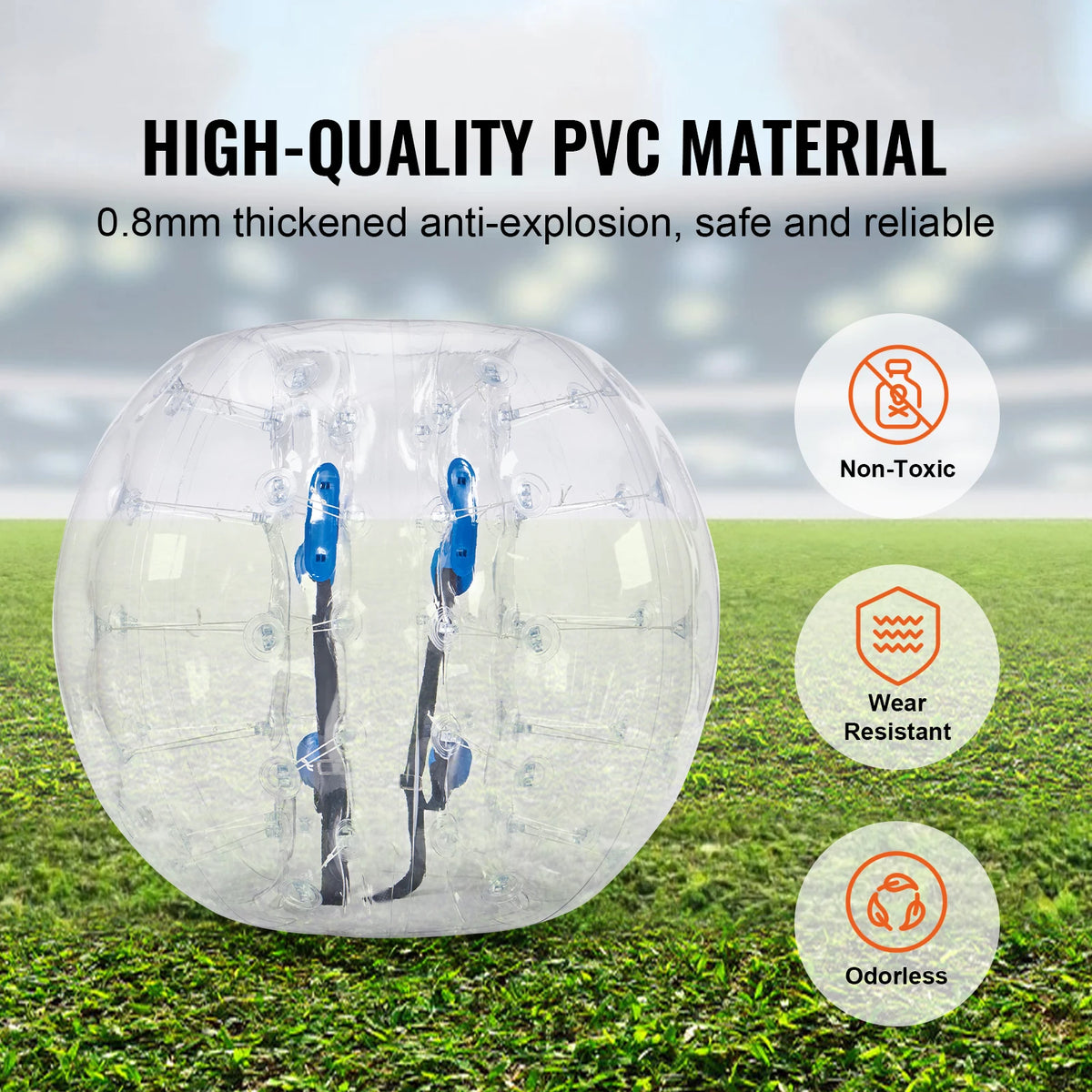 SucceBuy 4FT/1.2M Inflatable Bumper Ball 1/2PCS Body Sumo Zorb Balls for Teen & Adult 0.8mm PVC Bubble Balls Bumper Bopper Toys