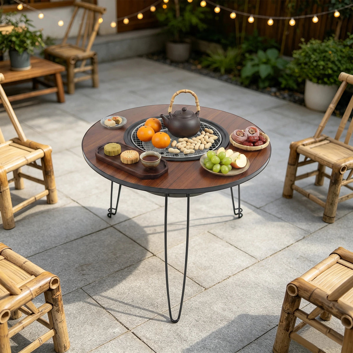 Camping Charcoal Grill Table Portable Folding Outdoor Tabletop Grill Multifunctional BBQ Grill Table for Picnic Backyard