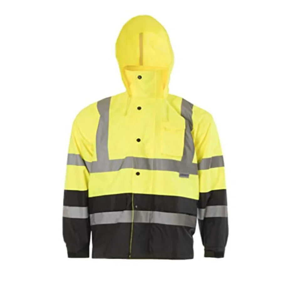 Hi-Visibility Waterproof Rain Jacket with Mesh Lining, ANSI/ISEA 107-2015 Class 3 Type R, Lightweight Wind-Resistant Safety Jac