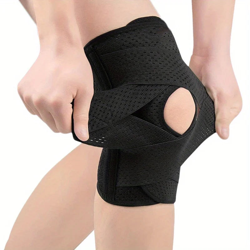 2 Pieces Unisex Compression Knee Brace V-Cross Strap Breathable Mesh Side Stabilizers Knee Pain Relief Running Sports Support
