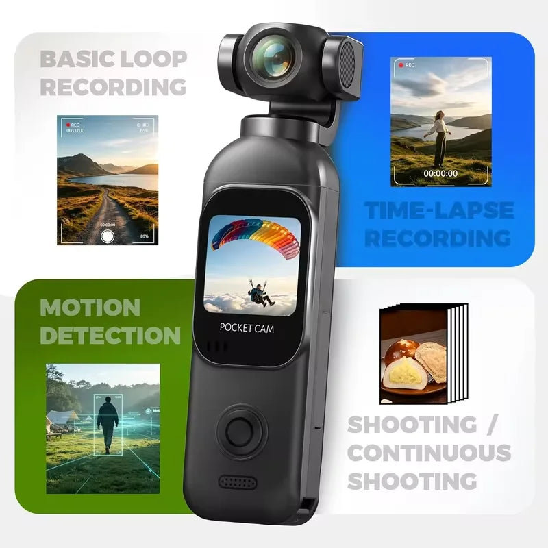 Kaysunlink 1080P Vlogging Camera with 270°Rotatable Lens, Handheld POV Pocket Camera with Touch Screen & WIFI, 5 Hours Power, One-button Recording Camcorder with 64GB Card for Daily Use, Travel, Black