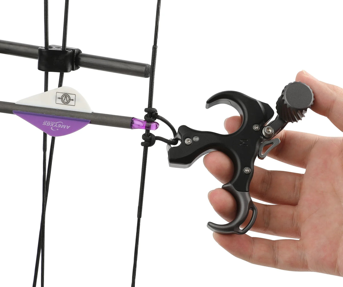 Archery Compound Bow 3 Finger Release Aid Adjustable Trigger Sensitivity Thumb Grip Caliper Release Device For Hunting And Target Practice