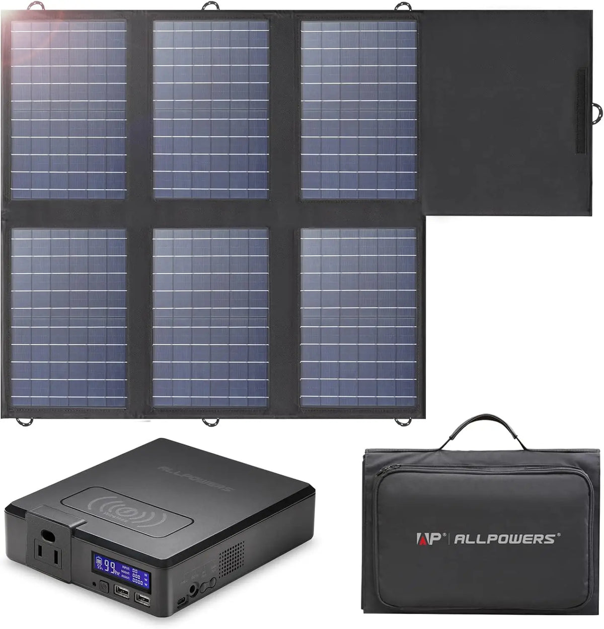 ALLPOWERS S200 Portable Power Station 41600mAh 200W Solar Powerbank & SP026 60W Foldable Solar Panel for Camping Laptop Iphone