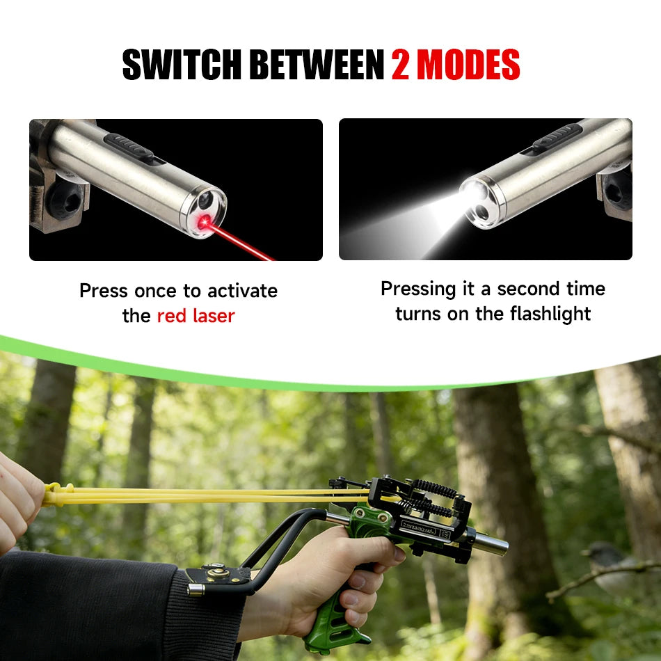 Four Color Powerful Laser Slingshot, Outdoor Hunting Shooting, Fast Slingshot, Rubber Band Set, Include Rubber Band 4pcs Option, Practice Competition Exclusive, Holiday Gift