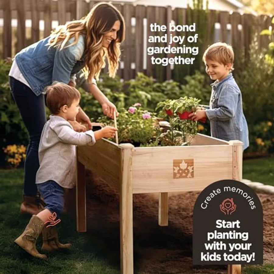 Raised Garden Bed with Legs 48x24x30 - Natural Cedar Wood Elevated Planter Box with Bed Liner for Flowers Veggies Herbs - 200lb