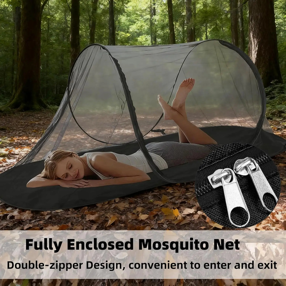 Large Pop up Mosquito Tent Portable Foldable Mosquito Bug Net for Bed Camping Travel Patio Outdoor 78 * 31 * 22 Inch Bug Netting Mesh Tent Canopy for Adults Bedroom, Black