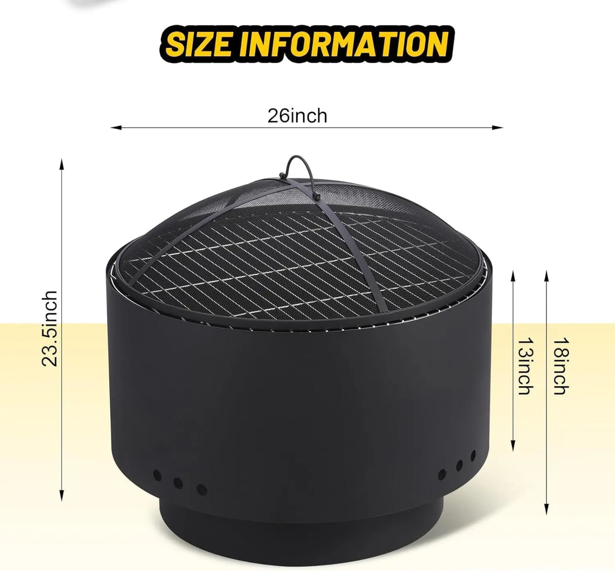 Outdoor Fire Pit with Grill Grate Multi-Fuel Design for Warmth and Casual Grilling Tabletop Barbecue Stove Camping Picnic Desktop Round Charcoal Stove  for Backyard & Patio Wood Burning Fire Bowl