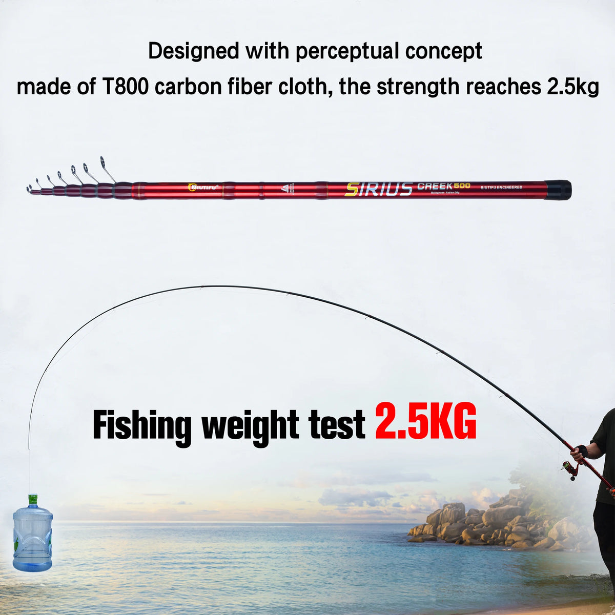BIUTIFU Telescopic Bolognese Fishing Rods 4.0m 4.5m 5.0m 6.0m 6.5m T800 Carbon Travel UltraLight Spinning Float Outdoor About 30g Trout Surf Pole