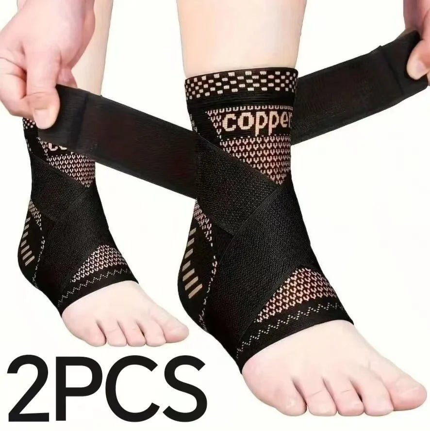 Ankle Brace Support, Adjustable Copper Compression Sleeve for Men & Women, Sports