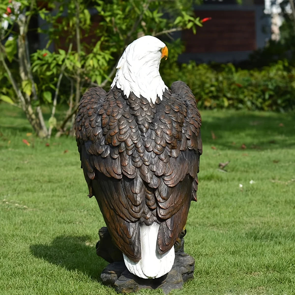 13' H X 24.4' Large Standing Bald Eagle Garden Statue Hand-Painted American Eagle Sculpture, Indoor & Outdoor Lawn Courtyard Decor, Patriotic Themed Ornament