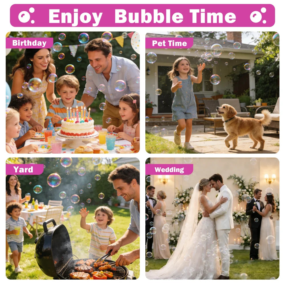 BELEMAR Kids Light-Up Bubble Machine, 320ml Large Tank, Battery Operated, Includes Bubble Solution for Indoor & Outdoor Use
