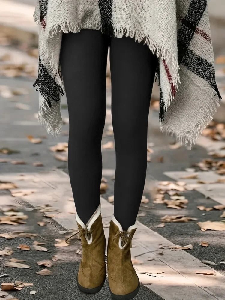 Women's Halloween Brushed Leggings with High-Waist Elastic Design for Softness. Featuring an Orange and Black Witch Hat and Moonlight Patchwork Print. Ideal for Daily Casual Wear or Festive Occasions.