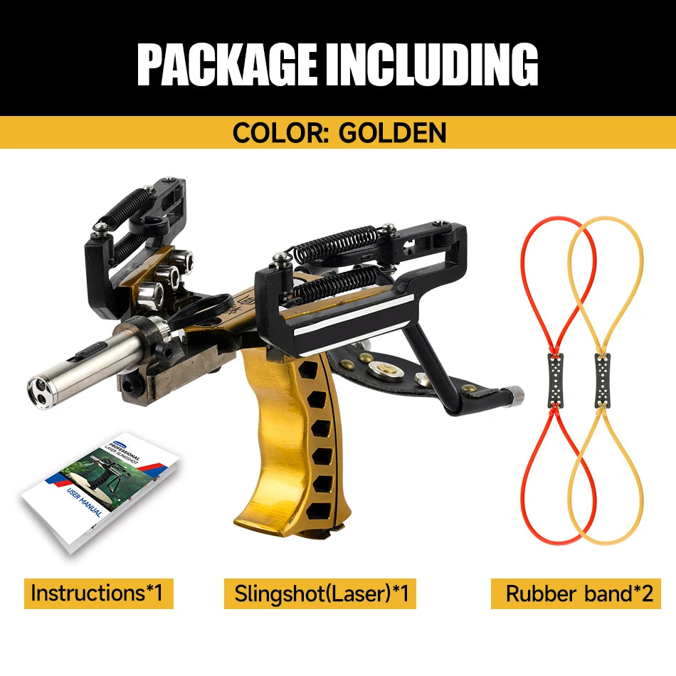 Four Color Powerful Laser Slingshot, Outdoor Hunting Shooting, Fast Slingshot, Rubber Band Set, Include Rubber Band 4pcs Option, Practice Competition Exclusive, Holiday Gift