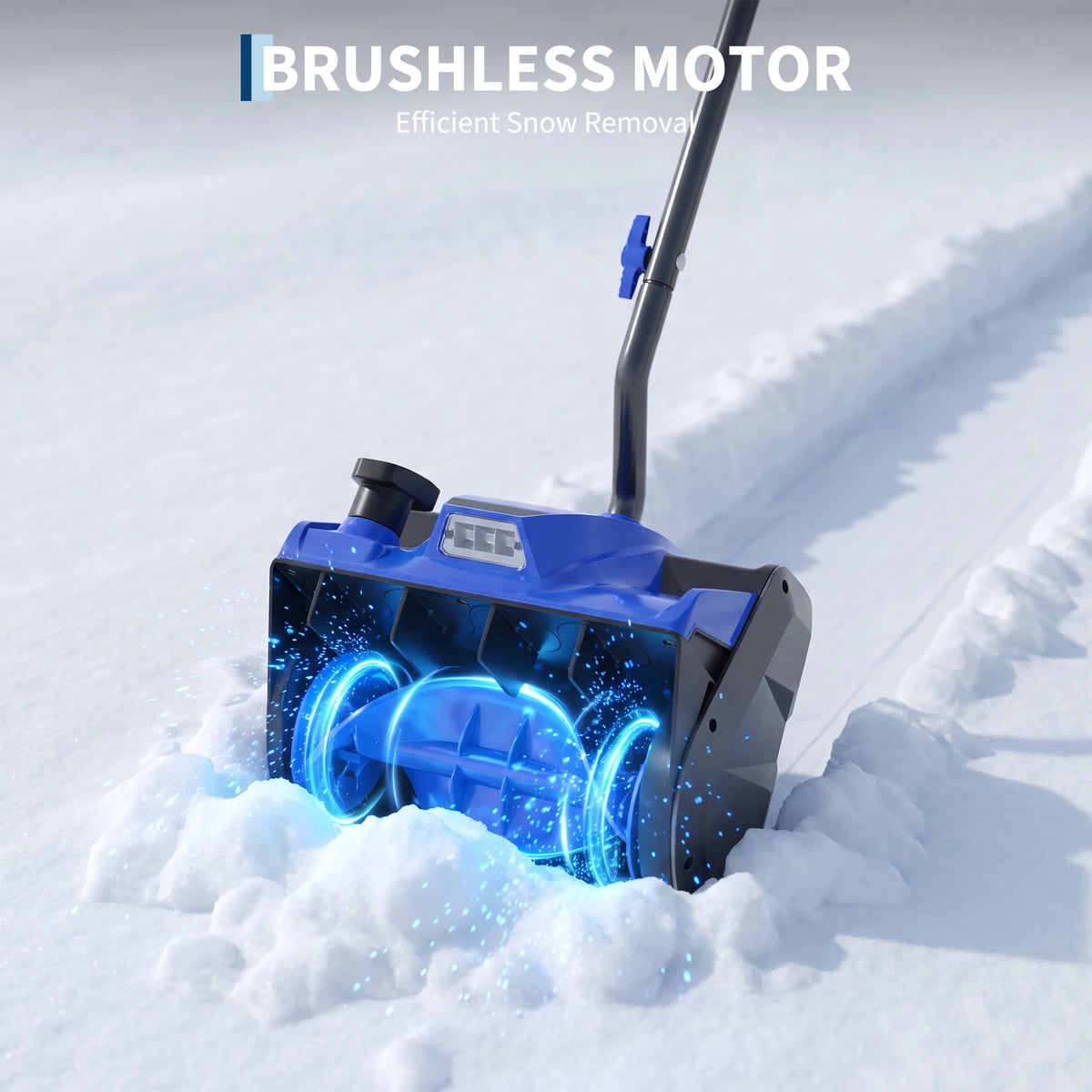 40V Cordless Electric Snow Shovel 12 Inch Brushless Snow Blower with LED Light Battery Powered Handheld Snow Thrower for Driveway Patio Steps Sidewalk Blue