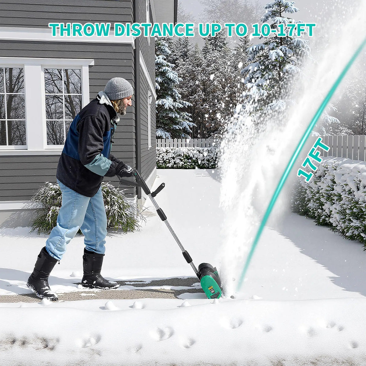 Wireless 12-Inch Snow Blower with Lithium Battery – Powerful Electric Snow Thrower for Driveways and Walkways – 2-Piece Set