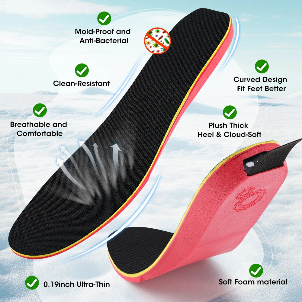 Cordless Heated Insoles APP Control Electric Foot Warming Pad for Winter Outdoor Ski Adjustable Temperature Feet Heater Shoe Pad for Women Men 3000mAh Wireless