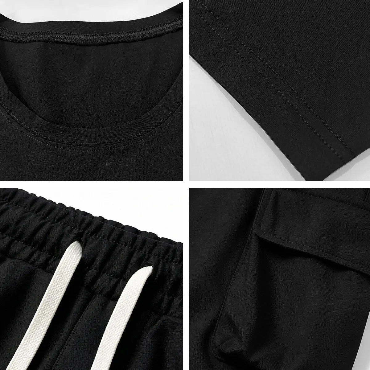 2-Piece Men's Casual Sports Summer Matching Set, T-Shirt+Multiple Pocket Workwear Shorts Clothing, Suitable for Outdoor Hiking, Fitness, and Travel.