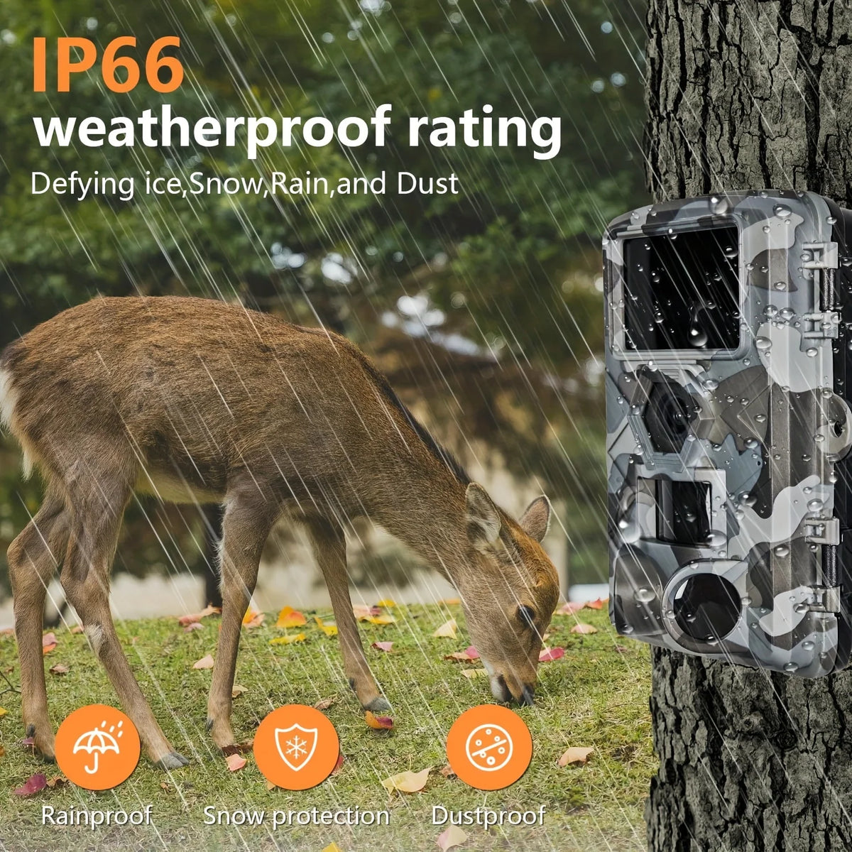 3PCS Trail Camera with WiFi and APP Control, 60MP Hunting Camera, Motion Activated Night Vision, IP66 Waterproof, 120° Wide Angle with 32GB TF Card for Wildlife Monitoring