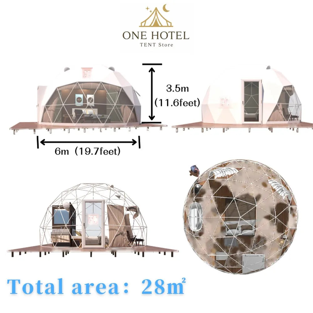 Commercial Luxury Glamping Geodesic Dome Tent Resort Weatherproof PVC 4 Season Customizable Resort Hotel Campsite Lodge Shelter