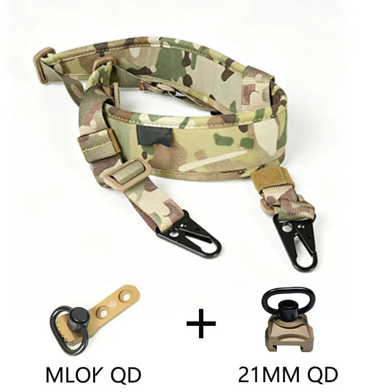 Tactical Adjustable 1/2 Point Crossbody Rope Nylon Rifle Shoulder Strap Outdoor Hunting AR15 Sling with M-system QD+21MM QD