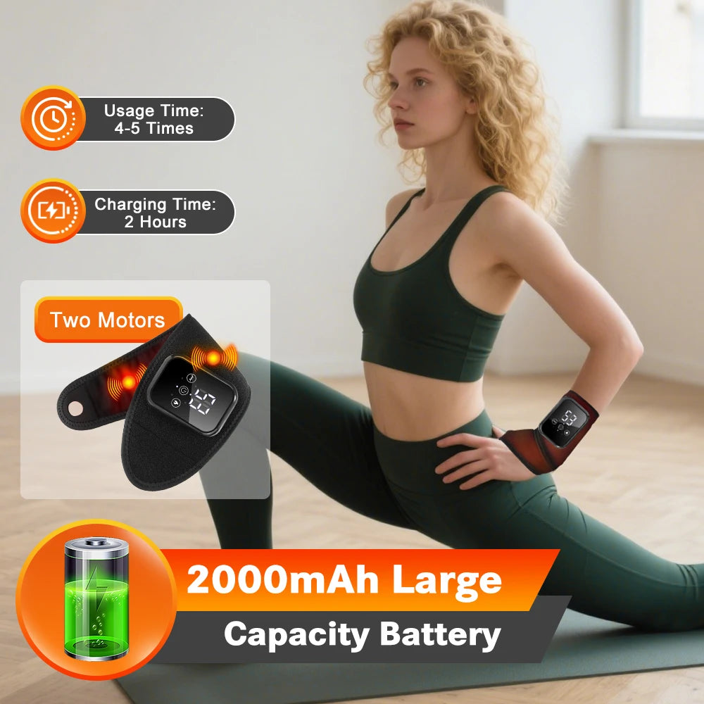 Heated Wrist Brace 3 Heat Levels 3 Vibration Modes Rechargeable Black Wrap Adjustable Strap Type-C for Office Typing Home