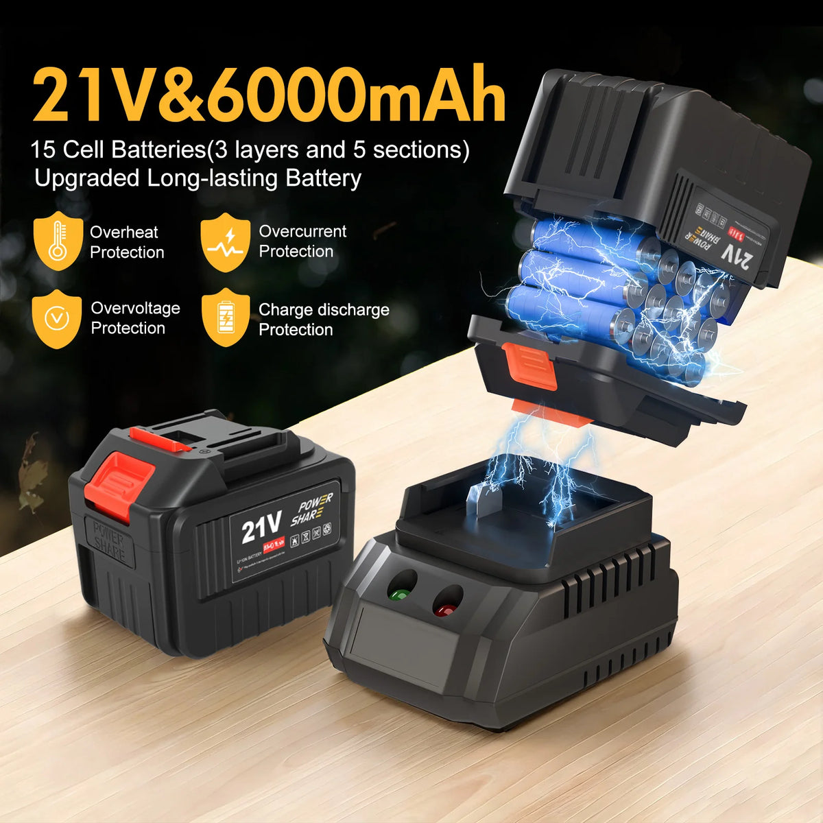 21V Cordless Leaf Blowe Electric Air Blower Fast Charger 2x6.0Ah Batteries 6-Speed LCD Display Handheld for Lawn Patio Yard