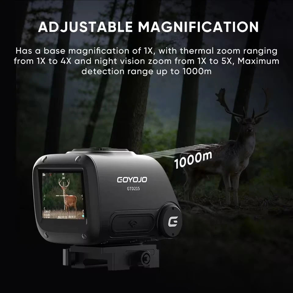 GOYOJO Multispectral Thermal Scope，256 Thermal Fusion Scope, Dual Spectra Thermal/Night vision scope Hunting, 2K Optical Channel, WiFi PIP Video Rec, 16GB storage