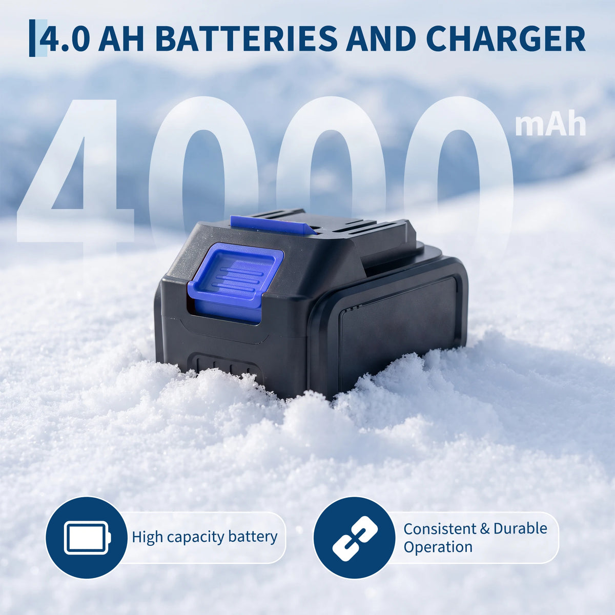 40V Cordless Electric Snow Shovel 12 Inch Brushless Snow Blower with LED Light Battery Powered Handheld Snow Thrower for Driveway Patio Steps Sidewalk Blue