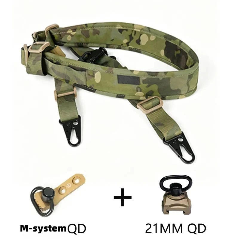 Tactical Adjustable 1/2 Point Crossbody Rope Nylon Rifle Shoulder Strap Outdoor Hunting AR15 Sling with M-system QD+21MM QD
