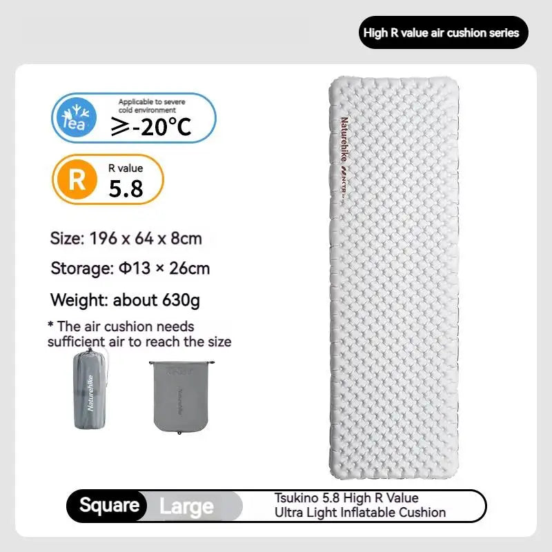 Naturehike R-5.8 Inflatable Mattress Ultralight Portable Folding Winter Warm Sleeping Cushion Hiking Pad Outdoor Camping Mat