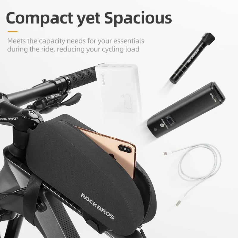 ROCKBROS Bicycle Bag Bike Frame Top Tube Bag Large Capacity Storage Waterproof Hard Shell Bicycle Bag MTB Road Bike Accessories