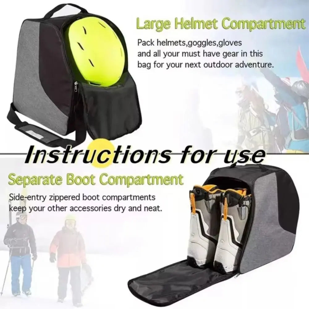 Waterproof Ski Boot Bag Shoes Gloves Winter Snow Snowboarding Storage Bag Padded Shoulder Oxford Cloth Ski Crossbody Bag