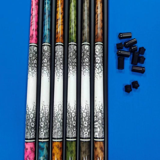 13mm Colorful Multilayer Tip Vibrant High Quality Fiberglass Pool Cue with Joint Protector and Screw-on Butt Cap for Extension