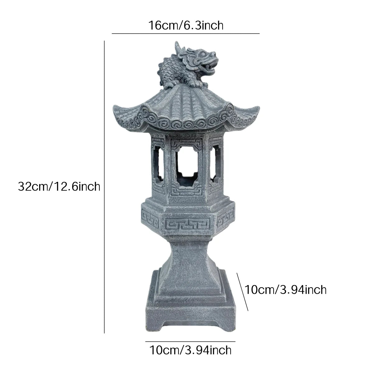 Outdoor Solar Pagoda Lantern, Chinese Zen Auspicious Palace Lantern Resin Decoration, Pagoda Solar Lantern Garden Statue with Solar Lights, for Yard Patio Pathway Garden Home Decor