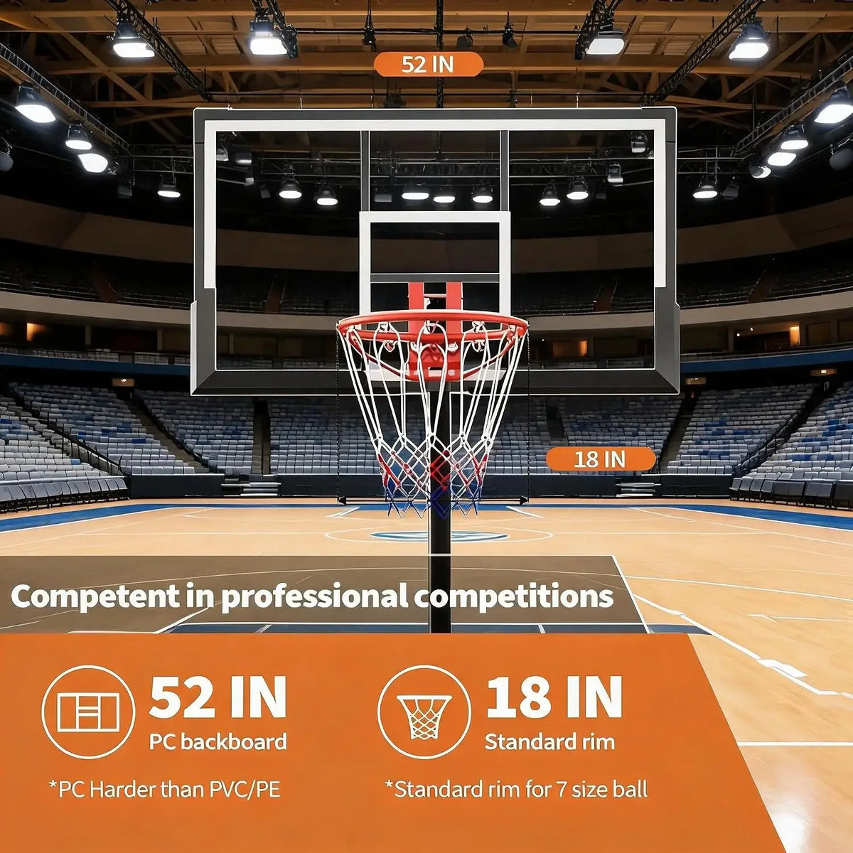 52inch Portable Basketball Hoop 4.9 ft to 10 ft Adjustable Height Stand Outdoor Backyard Training Equipment Safety Funny Sports Game with Wheels and Weighted Base