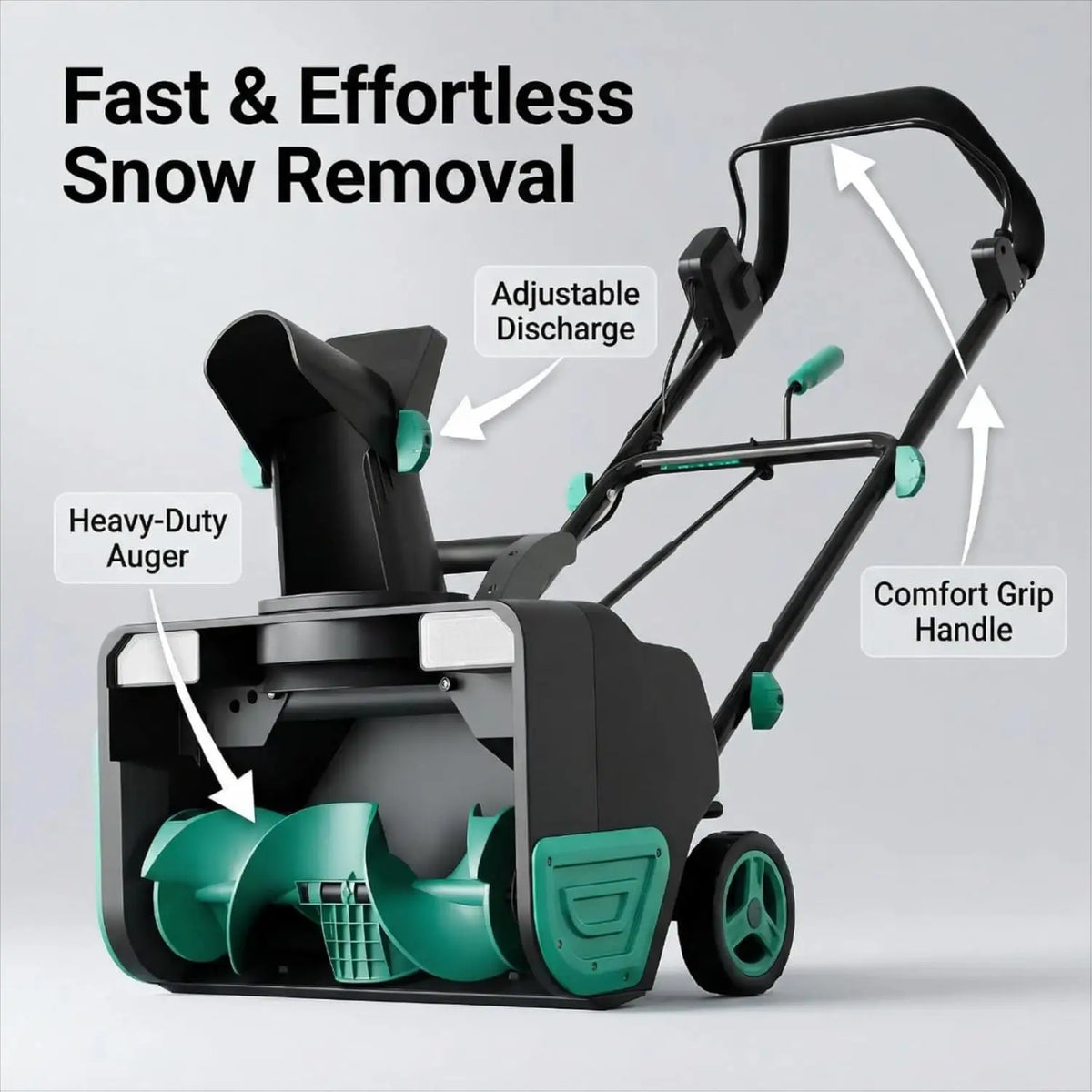 Electric Snow Blower for Driveway Walkways, 20-Inch Adjustable Chute/2200w Brushless Motor Corded Snow Thrower, with Safety Lock