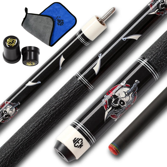 Carbon Fiber Pool Cue Pro Taper Low Deflection Shaft 12.5mm Tip | 58 inch Billiard Stick, 19.5oz Adjustable Weight, Carbon Fiber Shaft, Professional Adult Cue,Shark-Print Leather Wrap with Towel