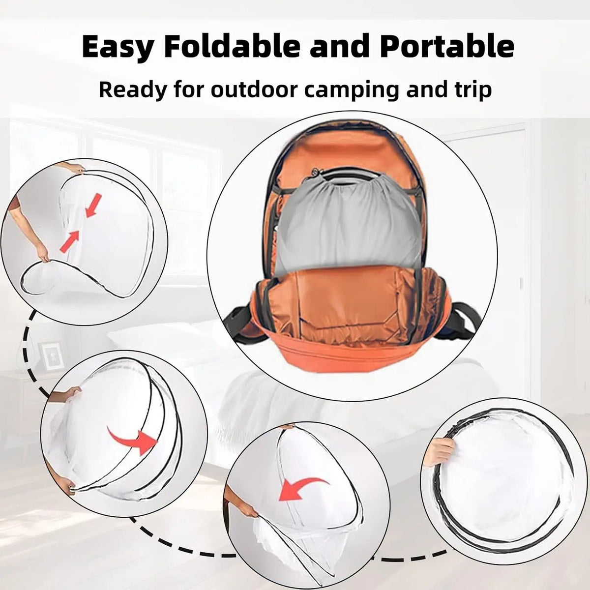 Large Pop up Mosquito Tent Portable Foldable Mosquito Bug Net for Bed Camping Travel Patio Outdoor 78 * 31 * 22 Inch Bug Netting Mesh Tent Canopy for Adults Bedroom, Black