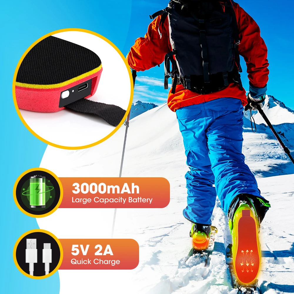 Cordless Heated Insoles APP Control Electric Foot Warming Pad for Winter Outdoor Ski Adjustable Temperature Feet Heater Shoe Pad for Women Men 3000mAh Wireless