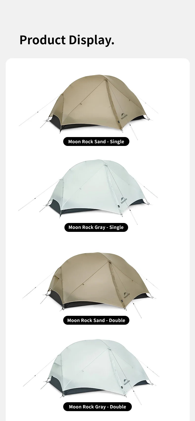 Naturehike Mongar UL Tent 2 Person 3 Season Camping Tent 15D Waterproof Ultralight Backpacking Tent for Hiking Cycling