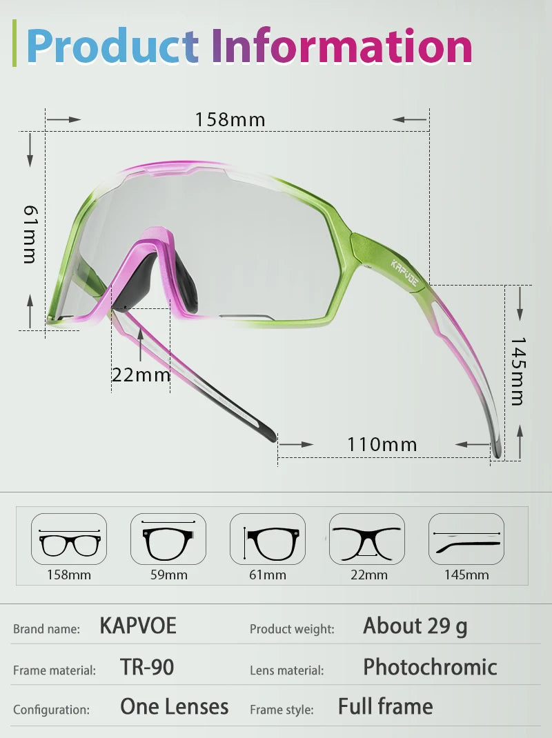 Kapvoe UV400 Golf Sports Glasses Baseball Photochromic Sunglasses on Sale Polarized Cycling Glasses Bike Mountain Bicycle Hiking Eyewear Men Women Glasses