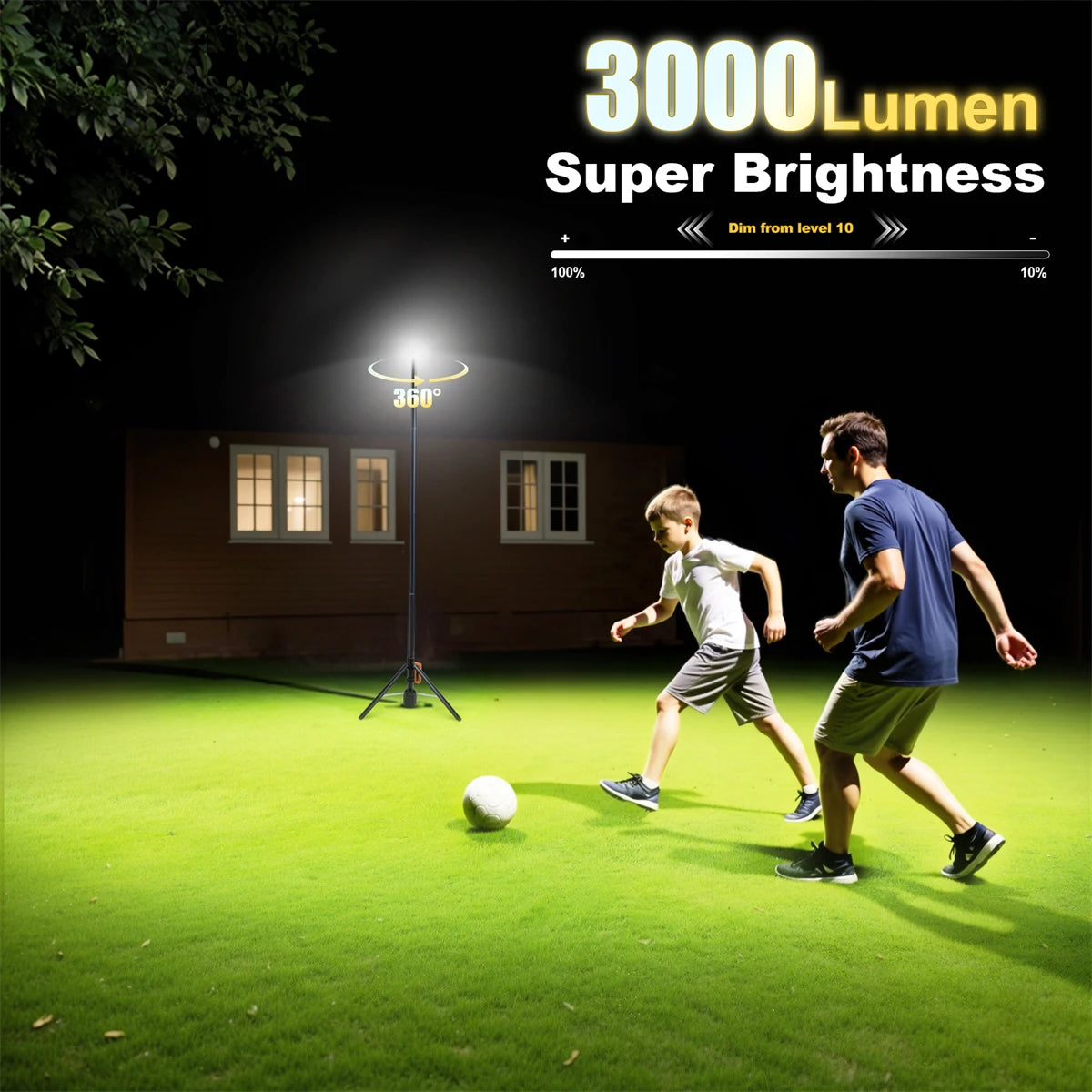 360° Rechargeable Work Light with Remote &Telescopic Stand (8.4Ft), 3000LM Ultra Bright 3CCT Dimmable, 5 Height Adjustments,6000mAh Battery, Portable Camping Light for Jobsite Sports