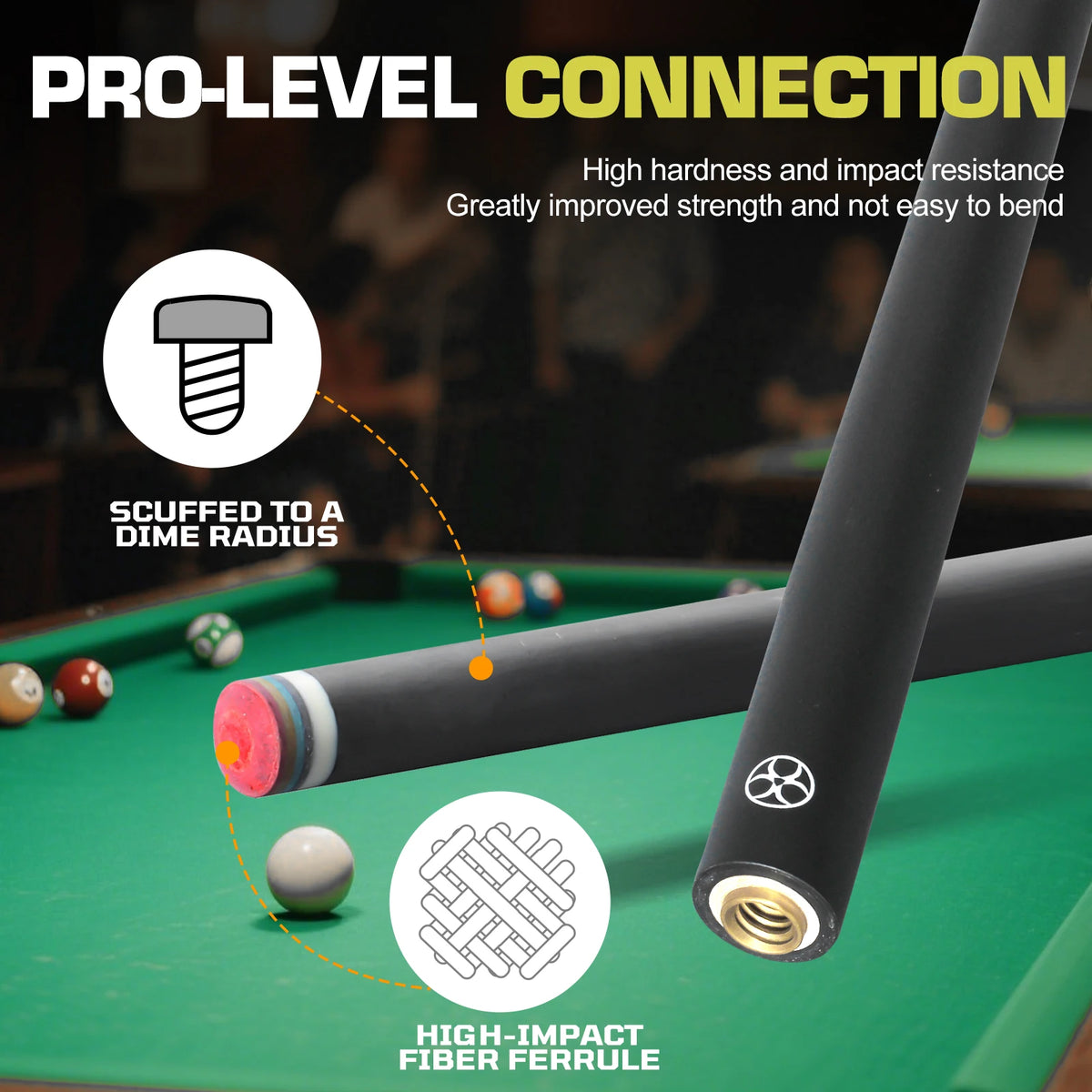 POINOS-R Series Carbon Fiber Pool Cue, 12.5mm Multi-layer Tip with Bullet Joint, Solid Wood Butt with Anti-Slip and Sweat Absorbing Grip, XTC Ferrule, Professional Pool Cue Sticks