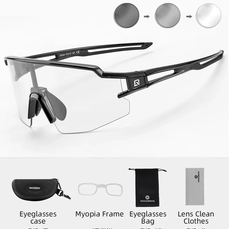 ROCKBROS Cycling Glasses Photochromic Polarized Lens Bike Glasses UV400 Protection Eyewear Sunglasses MTB Road Bicycle Goggles