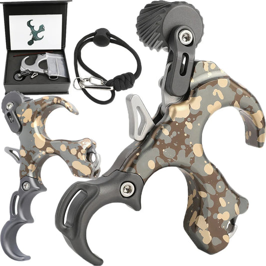 Archery Compound Bow 3 Finger Release Aid Adjustable Trigger Sensitivity Thumb Grip Caliper Release Device For Hunting And Target Practice